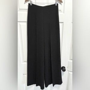MNG Mango Black Wide Leg Trousers Pants Side Zip Drapey Flowy Size 6